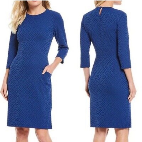 J. McLaughlin Dresses J Mclaughlin Catalyst Blue Textured Dress Catalina Stretch Poshmark